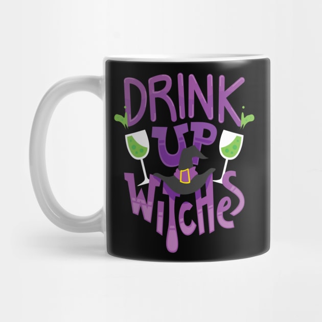 Drink up Witches T-Shirt or Gift for Halloween Drinking Parties Party Witch T-Shirt by Shirtbubble